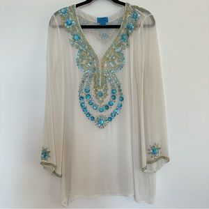 Beaded Sheer White Tunic